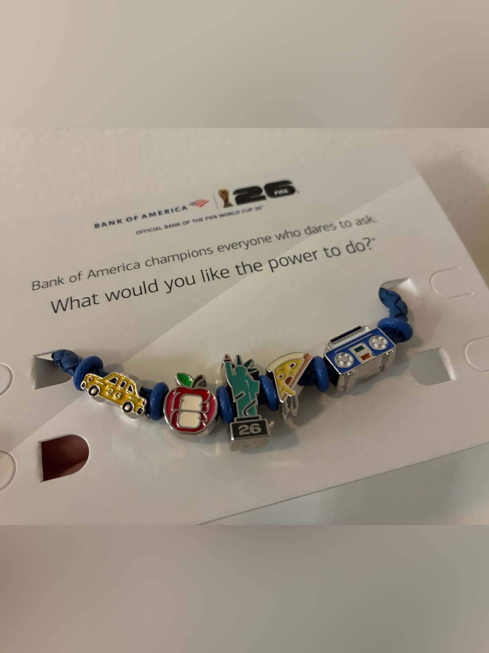 2026 FIFA World Cup Charm Bracelet  Fan Band Bank of America NYC Blue Large Rare
